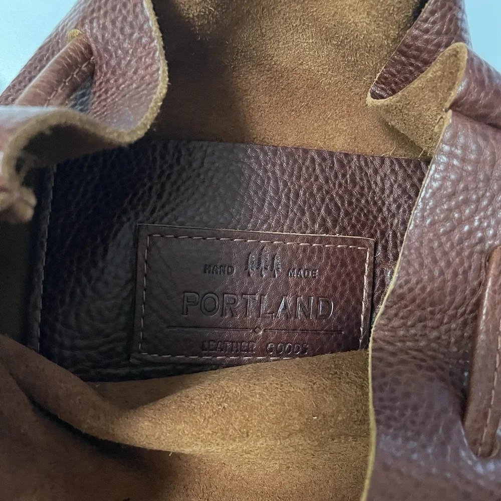 Portland Leather Goods Bucket Bag Pebbled Leather Brown‎ Handmade Artisanal B25